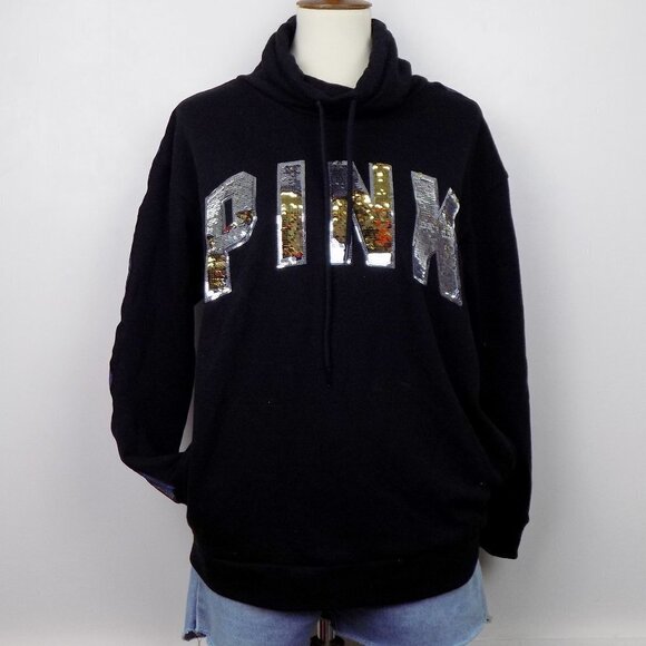 nwt y2k PINKSequin Bling Campus Cowl Neck Sweatshirt Pullover - Picture 5 of 13
